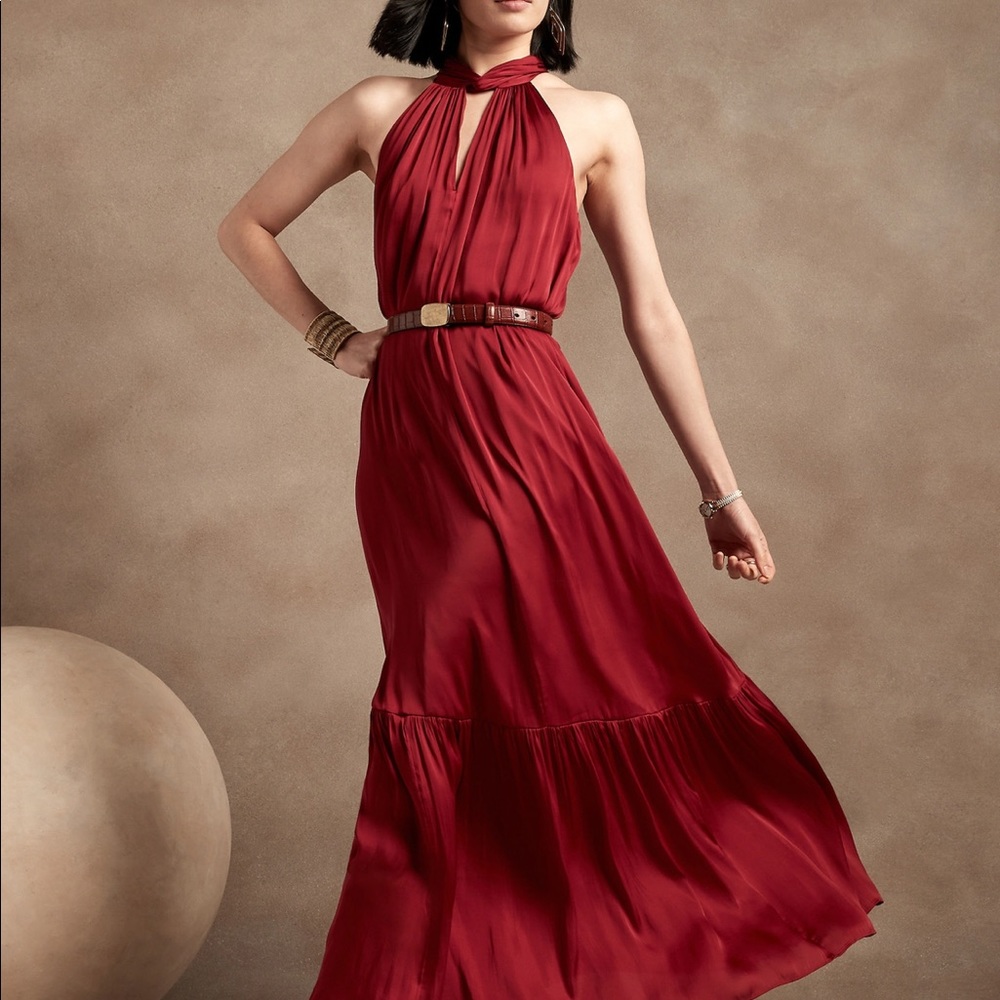 Black Satin Twisted Maxi Dress BR